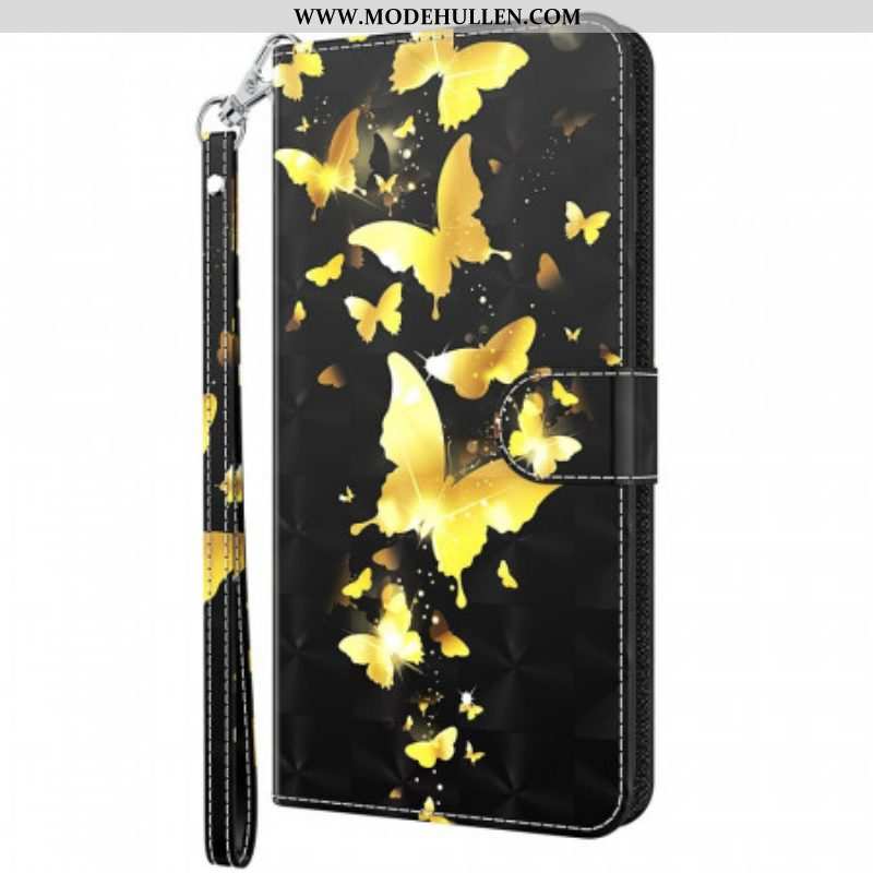 Flip Case Für Moto G51 5G Gelbe Schmetterlinge