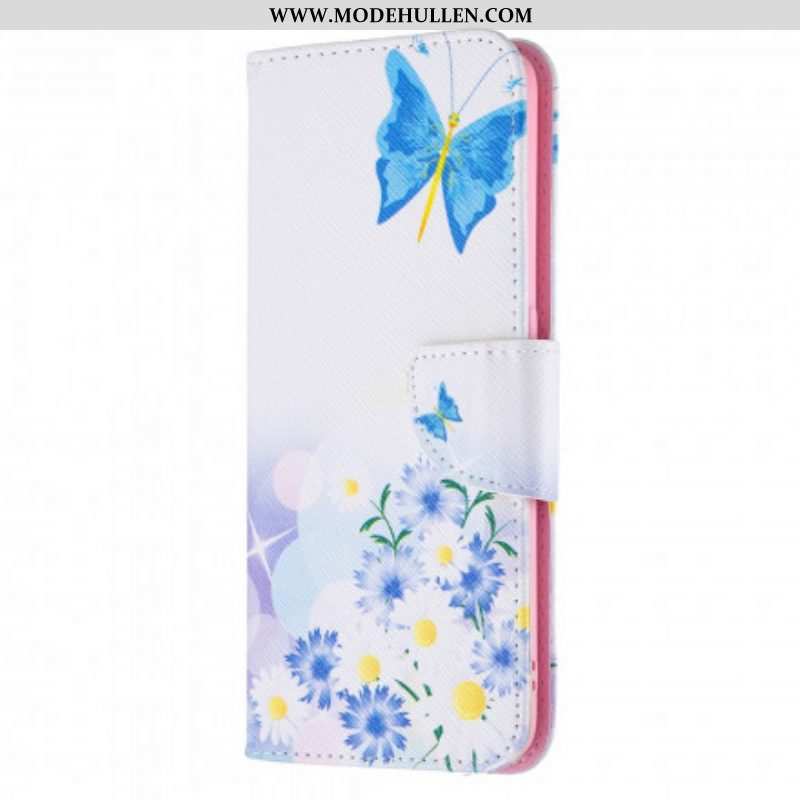 Flip Case Für Oppo A94 5G Bemalte Schmetterlinge Und Blumen