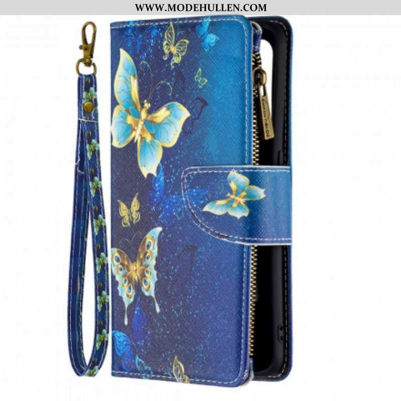 Flip Case Für Oppo A94 5G Reißverschlusstasche Mit Schmetterlingen