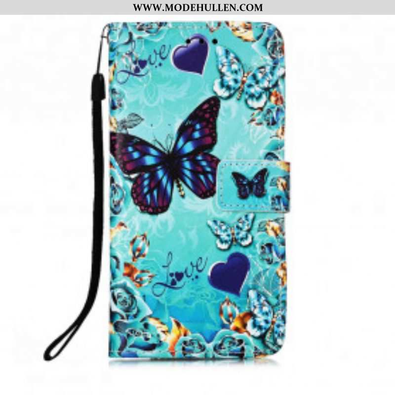 Flip Case Für Poco M3 Mit Kordel Love Butterflys Riemchen