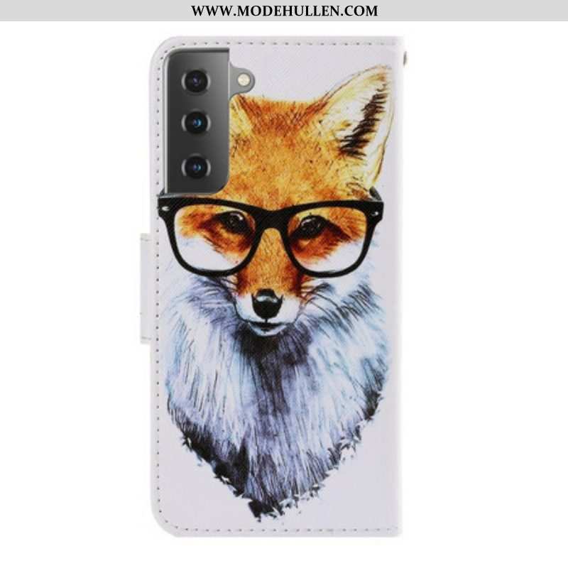 Flip Case Für Samsung Galaxy S21 5G Mit Kordel Brainy Fox Mit Riemen