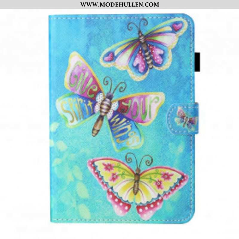 Flip Case Für Samsung Galaxy Tab A7 (2020) Mehrfarbige Schmetterlinge