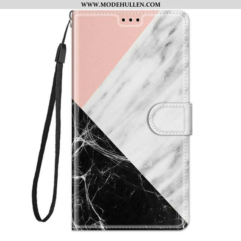 Flip Case Für Xiaomi Redmi Note 10 Pro Marmor Mit Lanyard