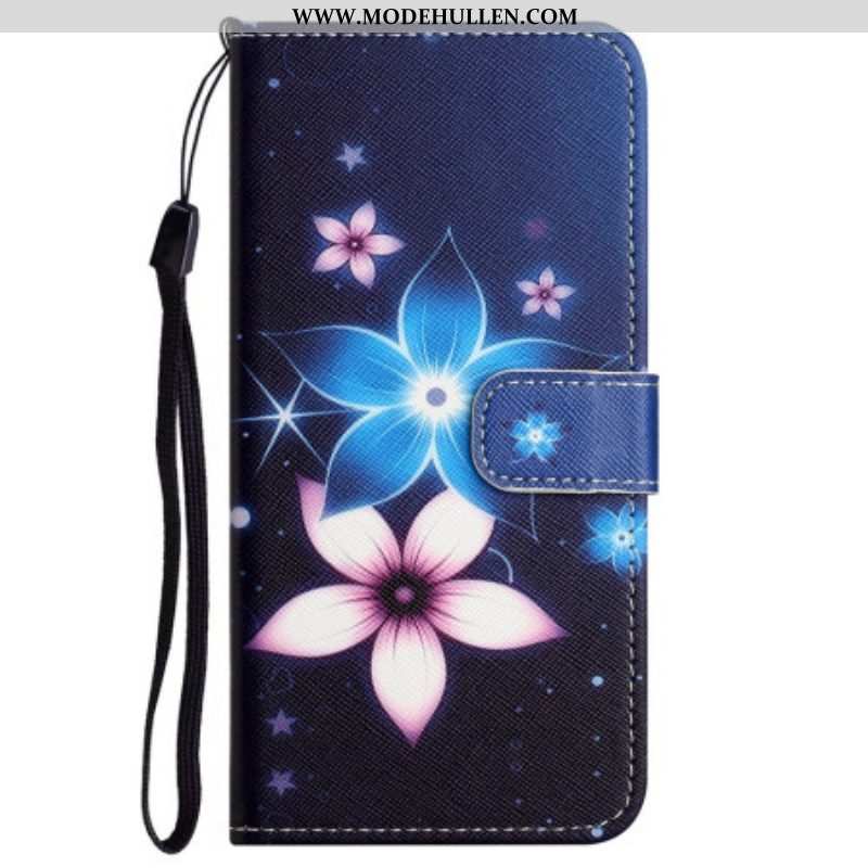 Flip Case Für Xiaomi Redmi Note 12 4G Mit Kordel Mondriemenblumen