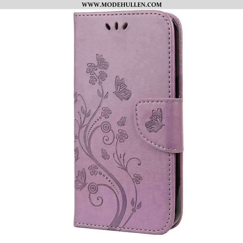 Flip Case Für iPhone 13 Mini Mit Kordel Riemchenblumenmuster