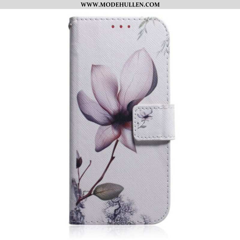 Flip Case Für iPhone 13 Pro Max Blume Staubiges Rosa
