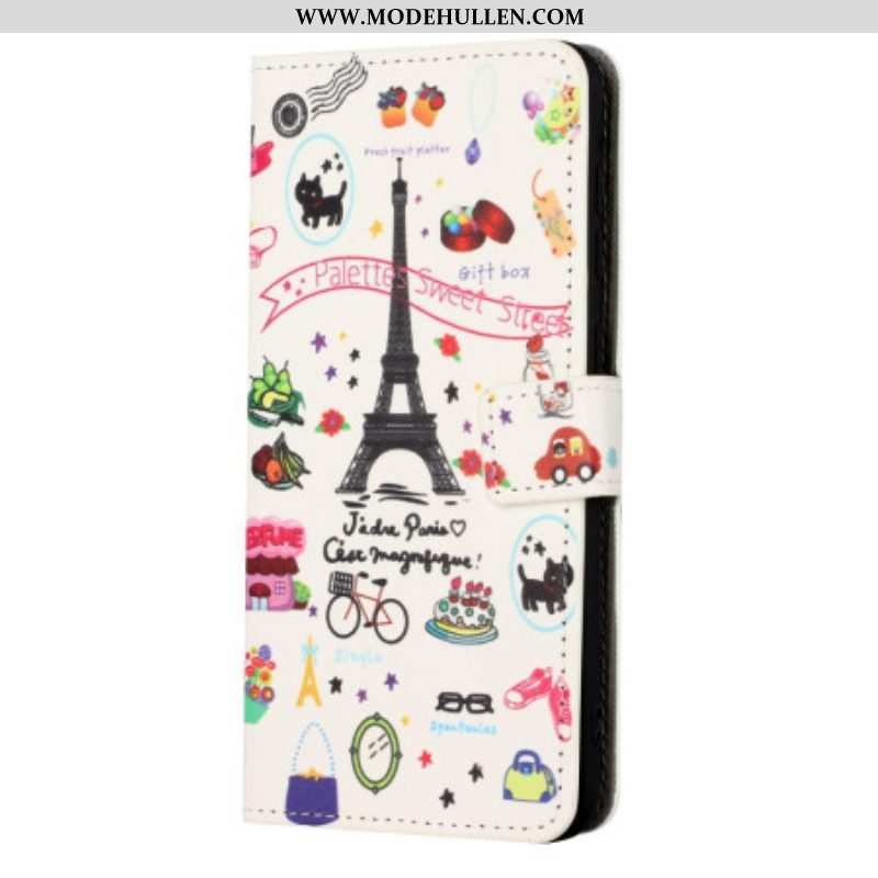 Flip Case Für iPhone 14 Ich Liebe Paris