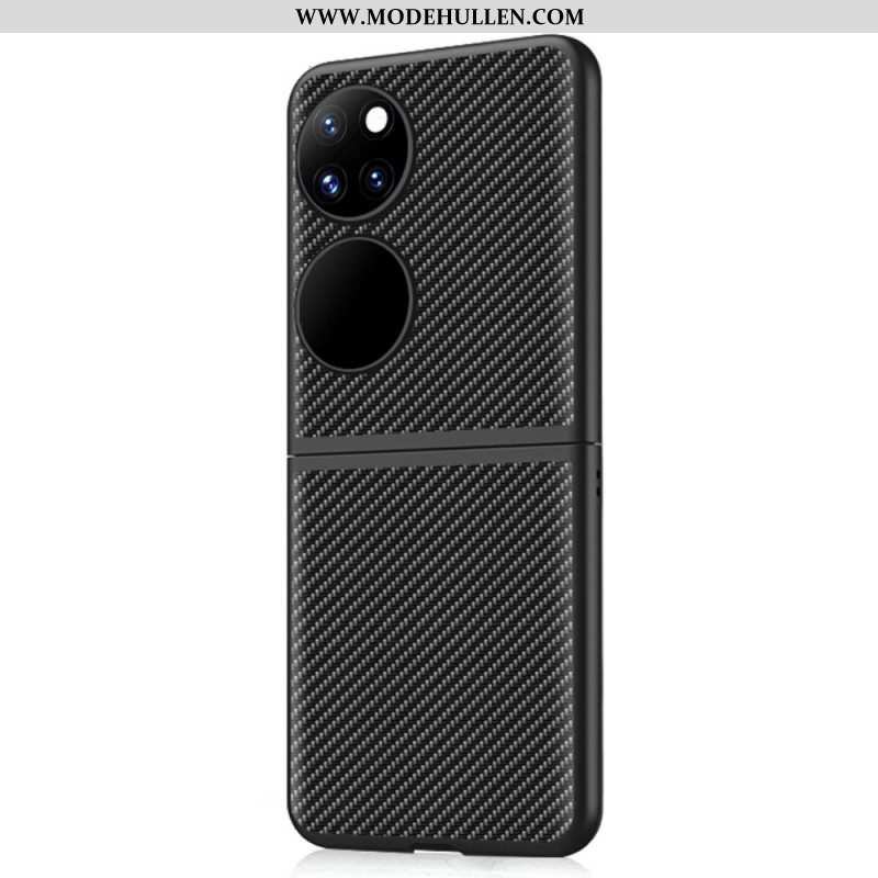 Handyhülle Für Huawei P50 Pocket Echtes Leder Und Kohlefaser