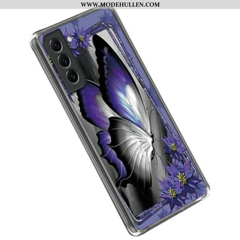 Handyhülle Für Samsung Galaxy S23 5G Lila Schmetterling