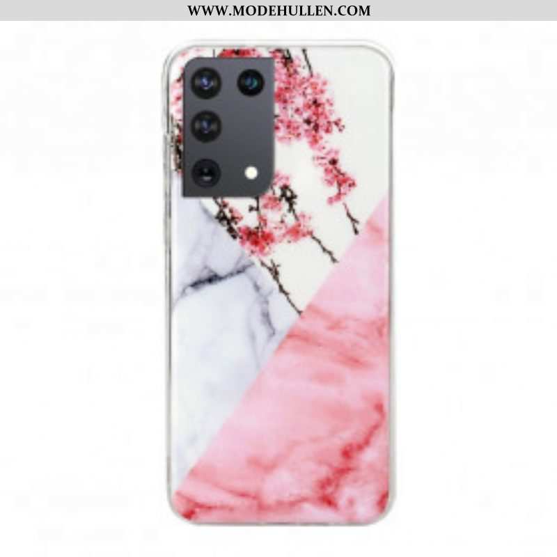 Hülle Für Samsung Galaxy S21 Ultra 5G Marmorierte Pflaumenblüte