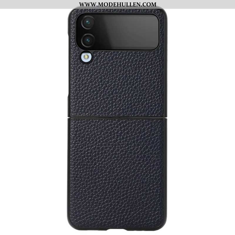 Hülle Für Samsung Galaxy Z Flip 4 Flip Case Litschi-echtes Leder