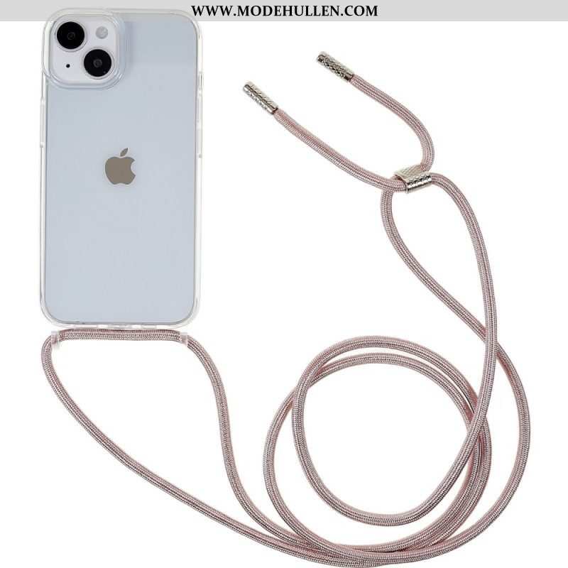 Hülle Für iPhone 14 Transparent Mit Farbiger Kordel