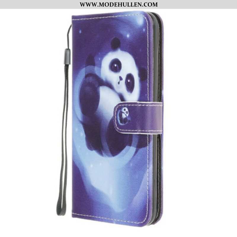 Lederhüllen Für Samsung Galaxy A42 5G Mit Kordel Panda Space Mit Schlüsselband