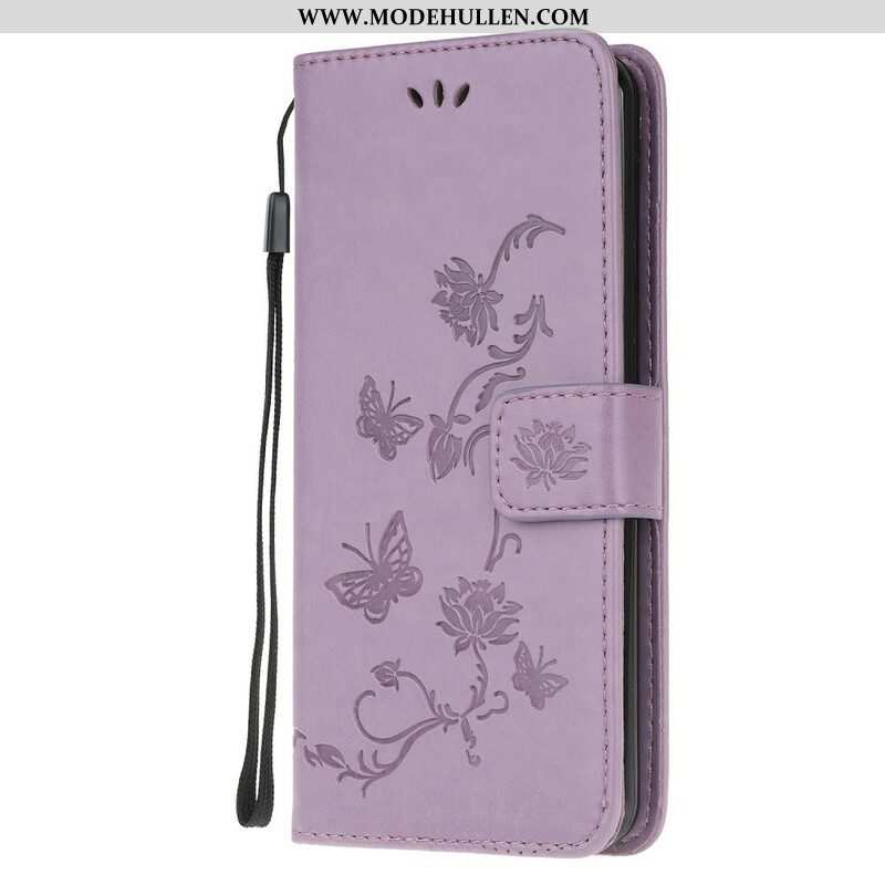 Lederhüllen Für Samsung Galaxy M21 Mit Kordel Tanga-schmetterlinge Und Blumen