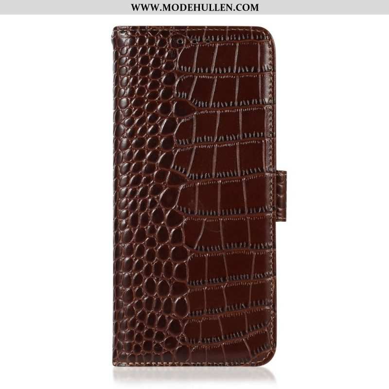 Lederhüllen Für Samsung Galaxy M23 5G Echtes Leder Im Krokodil-stil