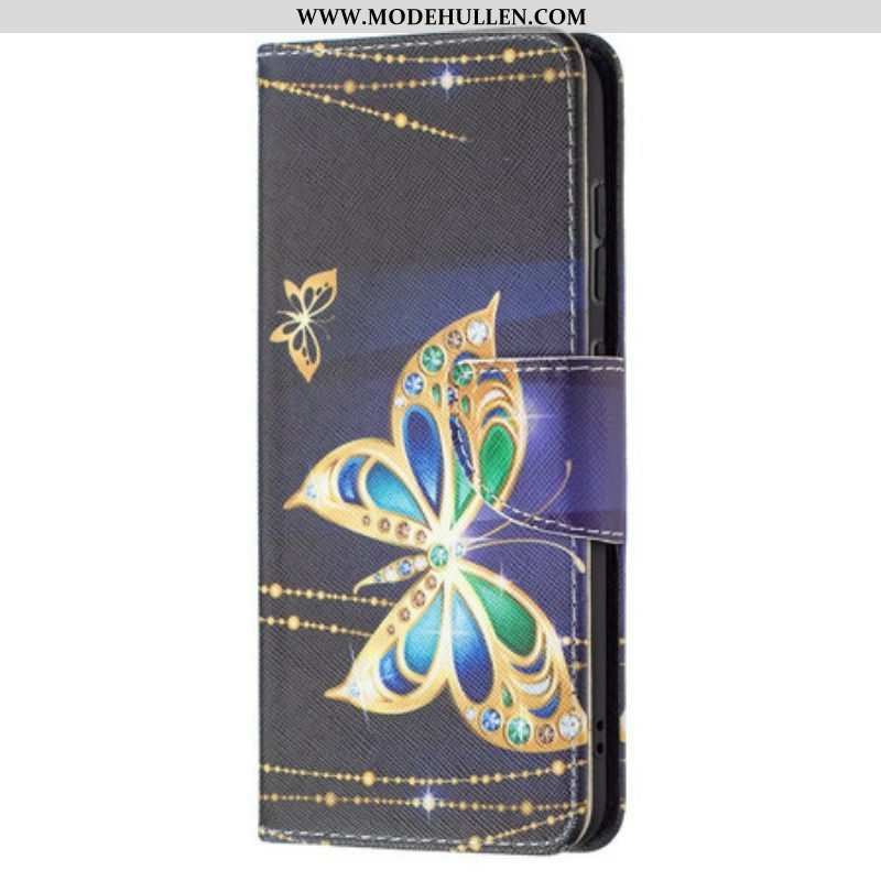 Lederhüllen Für Samsung Galaxy S21 FE Goldener Schmetterling