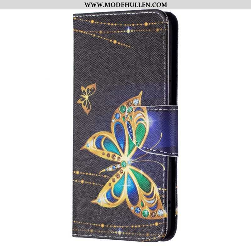 Lederhüllen Für Samsung Galaxy S22 Plus 5G Goldene Schmetterlinge