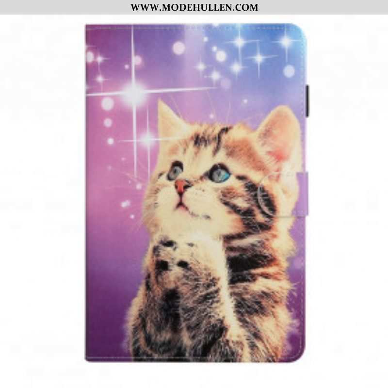 Lederhüllen Für Samsung Galaxy Tab A7 (2020) Aufmerksames Kätzchen