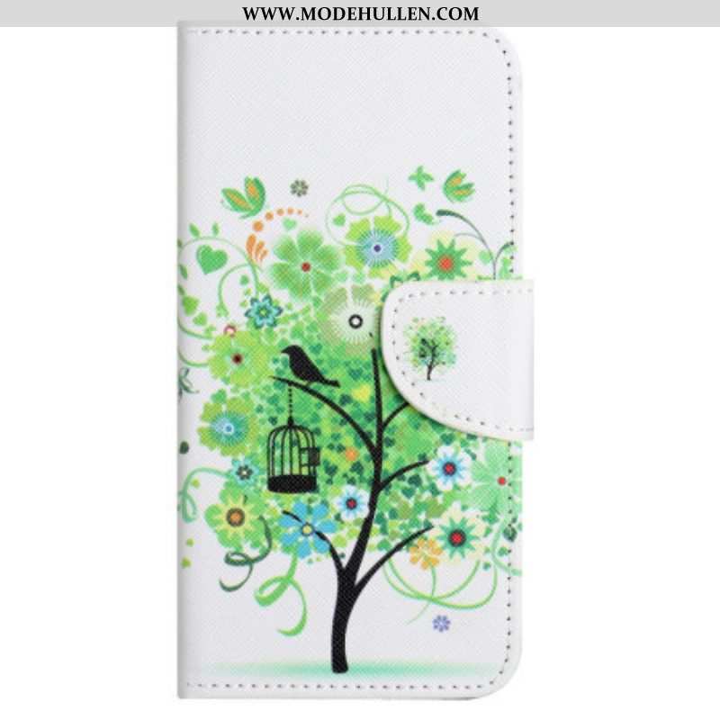 Lederhüllen Für Xiaomi Redmi Note 12 4G Baum Mit Grünen Blättern