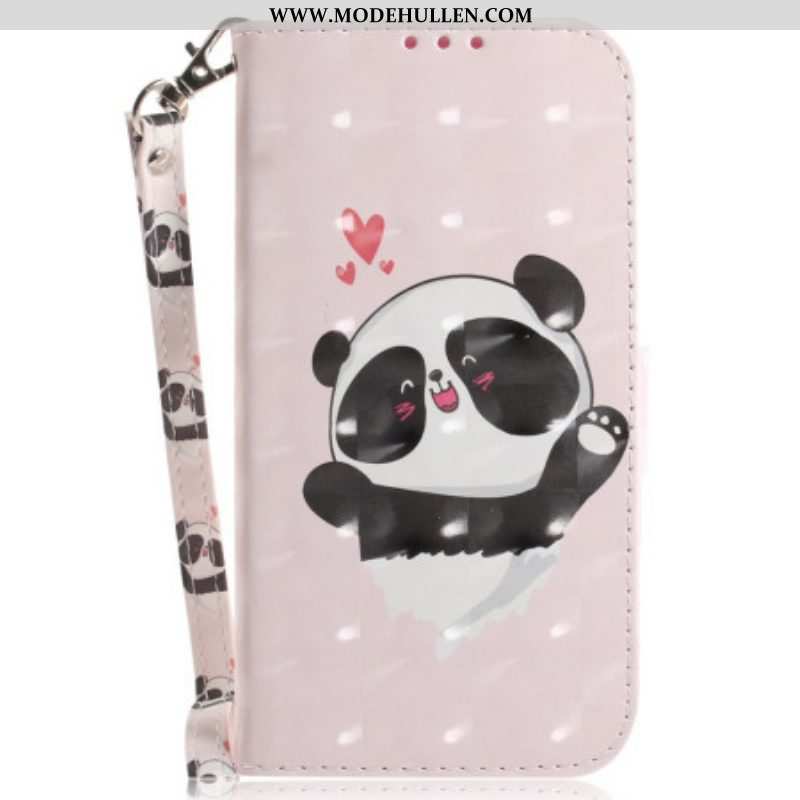 Lederhüllen Für Xiaomi Redmi Note 12 4G Mit Kordel Panda Love Mit Schlüsselband