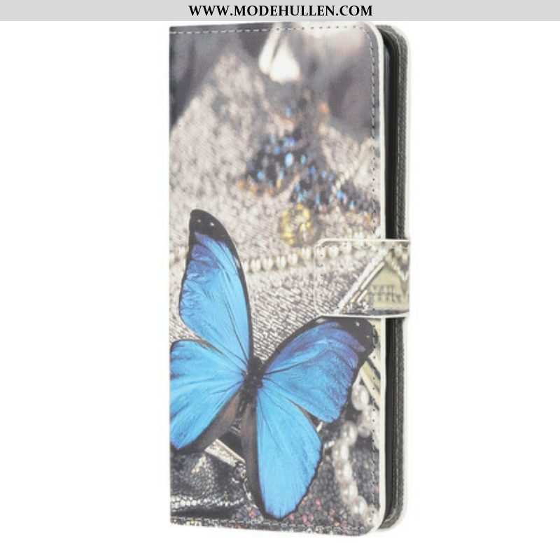Lederhüllen Für iPhone 13 Mini Blauer Schmetterling