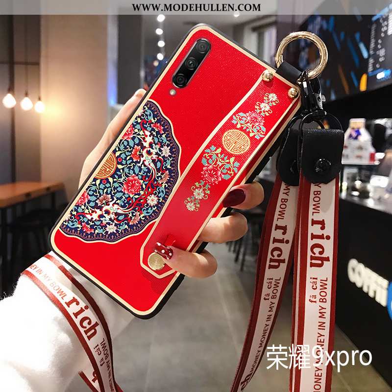 Hülle Honor 9x Pro Silikon Nubuck Chinesische Art Handy Anti-sturz Neu Rot Grün