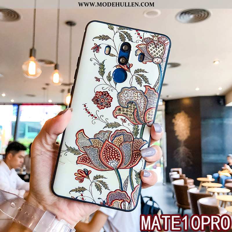 Hülle Huawei Mate 10 Pro Hängende Verzierungen Prägung Blumen Weiche Handy Einfassung Mini Weiße