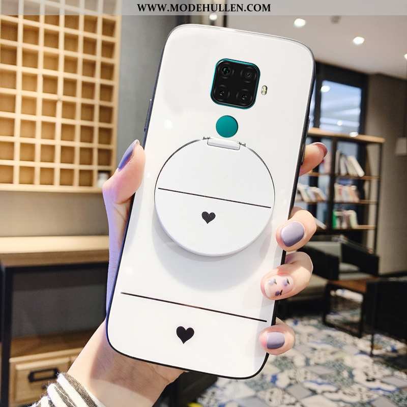 Hülle Huawei Mate 30 Lite Schutz Glas Case Handy Weiß Trend Weiße