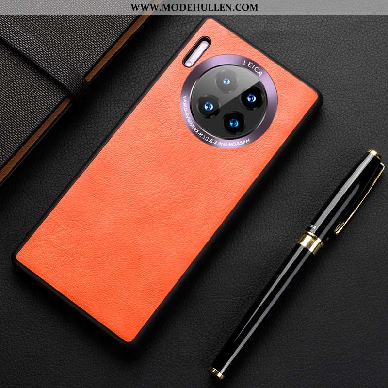 Hülle Huawei Mate 30 Pro Leder Silikon High-end Persönlichkeit Anti-sturz Netto Rot Orange
