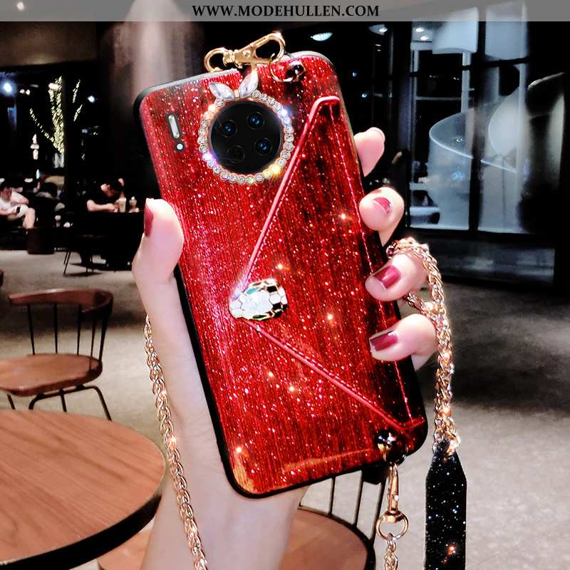 Hülle Huawei Mate 30 Pro Persönlichkeit Kreativ Anti-sturz Strass Luxus Geldbörse Mode Rote
