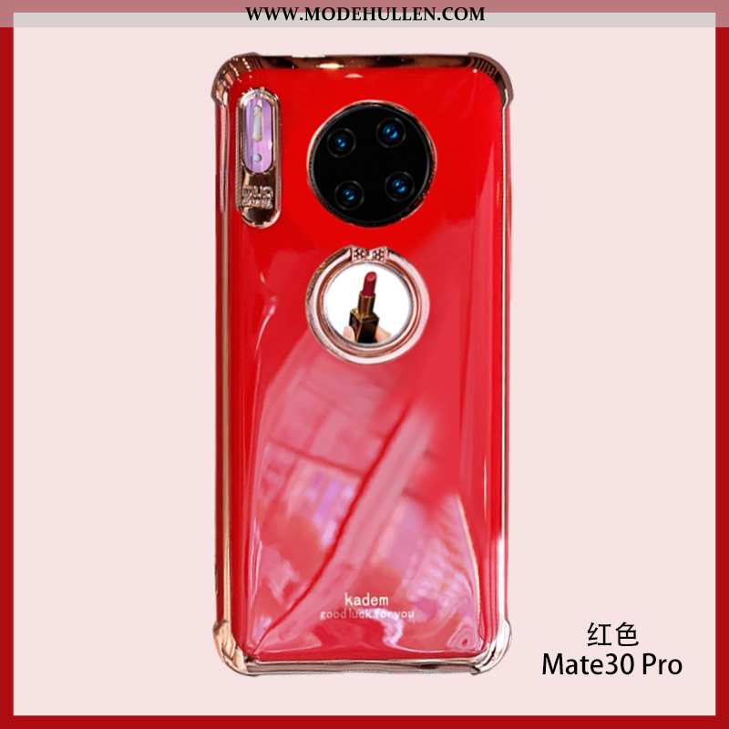 Hülle Huawei Mate 30 Pro Silikon Weiche Handy Anti-sturz Ring Kosmetik Herz Rosa