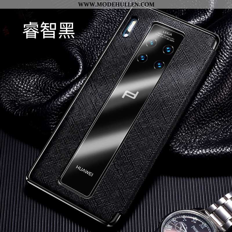 Hülle Huawei Mate 30 Rs Echt Leder Muster Handy Anti-sturz Schutz Schwarz Clamshell