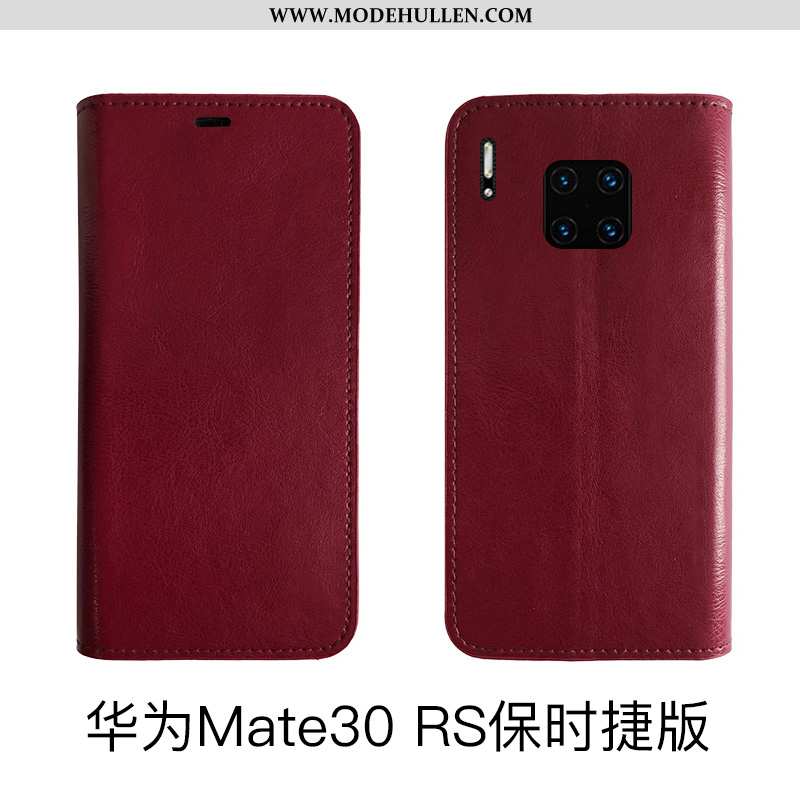 Hülle Huawei Mate 30 Rs Leder Schutz Kuh Folio Echt Leder Handy Case Rote