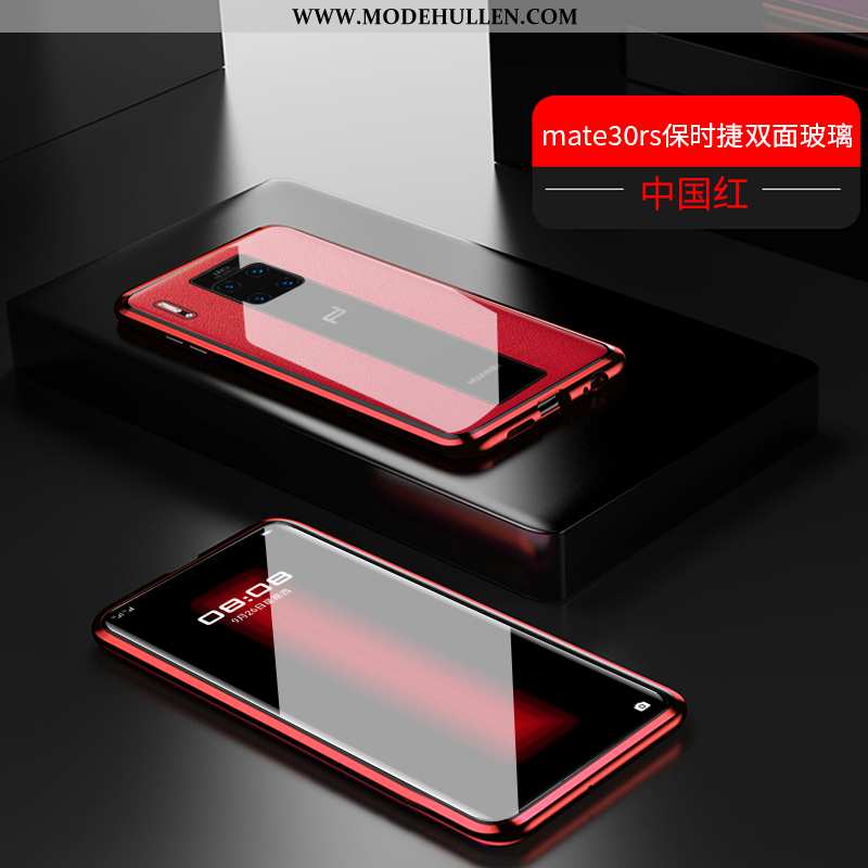 Hülle Huawei Mate 30 Rs Transparent Metall Glas High-end Handy Rot Rote