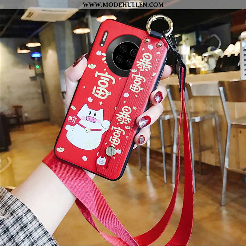 Hülle Huawei Mate 30 Schutz Hängende Verzierungen Handy Rot Case Weiche Rote