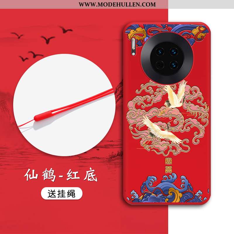 Hülle Huawei Mate 30 Schutz Prägung Wind Weiche Chinesische Art Handy Rote