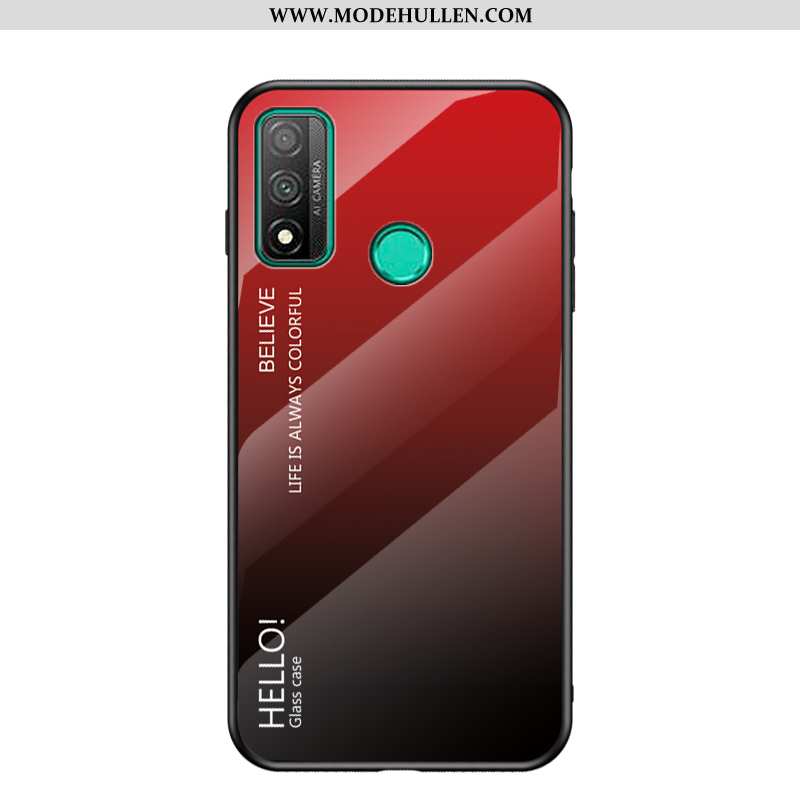 Hülle Huawei P Smart 2020 Glas Weiche Schutz Handy Explosionsgeschützt Case Rot Rote