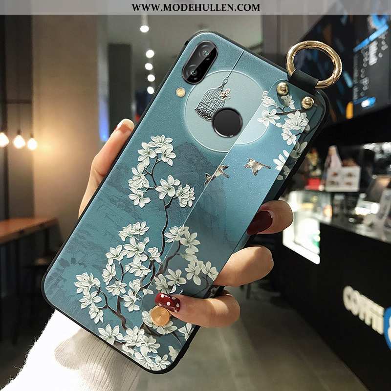 Hülle Huawei P Smart+ 2020 Schutz Handy Monat Blumen Blau Case