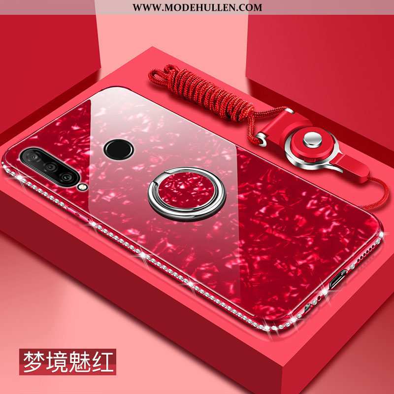 Hülle Huawei P Smart+ 2020 Silikon Schutz Case Rot Pu Glas Rote