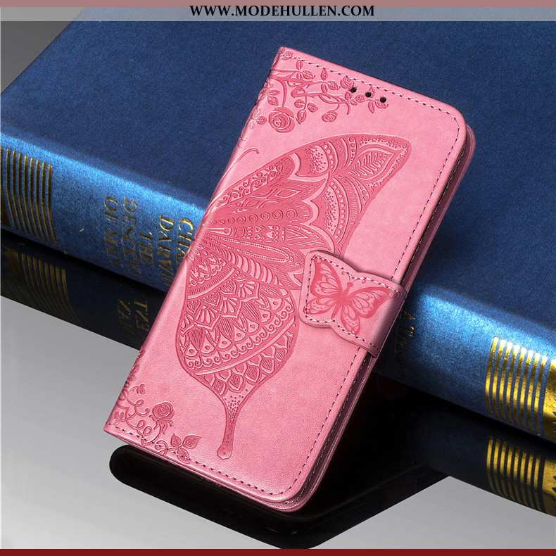 Hülle Huawei P Smart Lederhülle Hängende Verzierungen Schutz Leder Einfarbig Case Nette Rosa