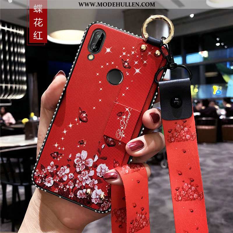 Hülle Huawei P Smart+ Trend Weiche Handy Silikon Hängende Verzierungen Rot Anti-sturz Rote
