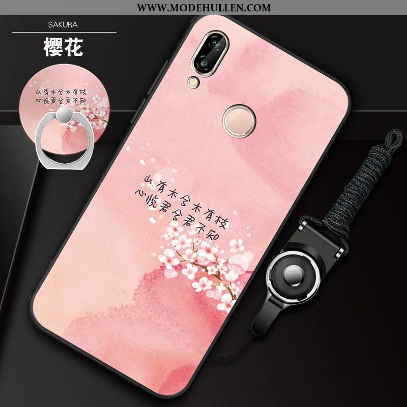 Hülle Huawei P20 Lite Weiche Schutz Rosa Handy Hängende Verzierungen Halterung