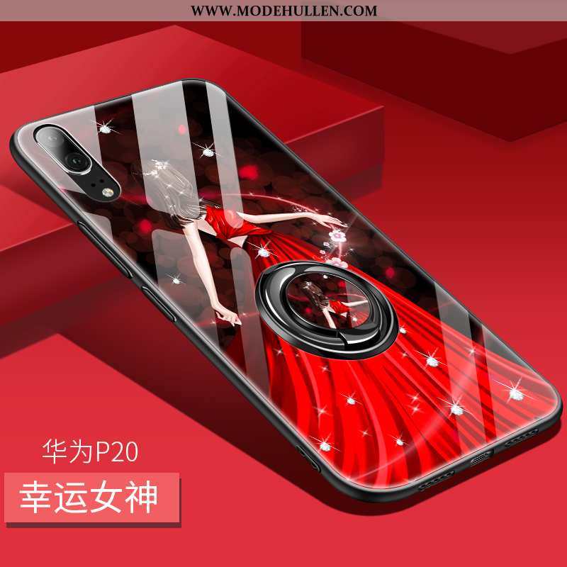 Hülle Huawei P20 Trend Glas Netto Rot Kreativ Spiegel Anti-sturz Rot Rote