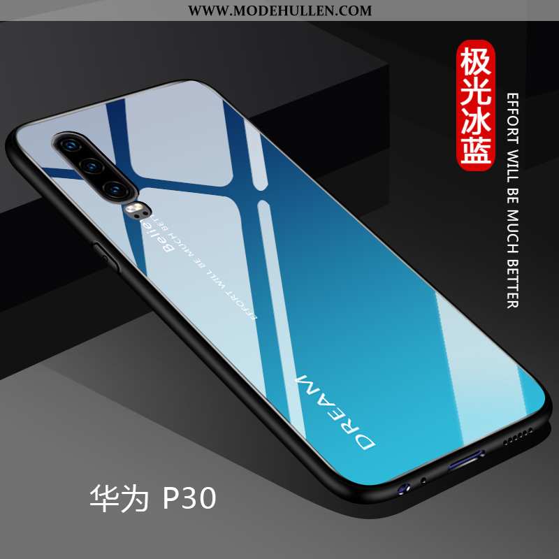 Hülle Huawei P30 Kreativ Trend Glas Dünne Netto Rot Persönlichkeit Weiche Blau