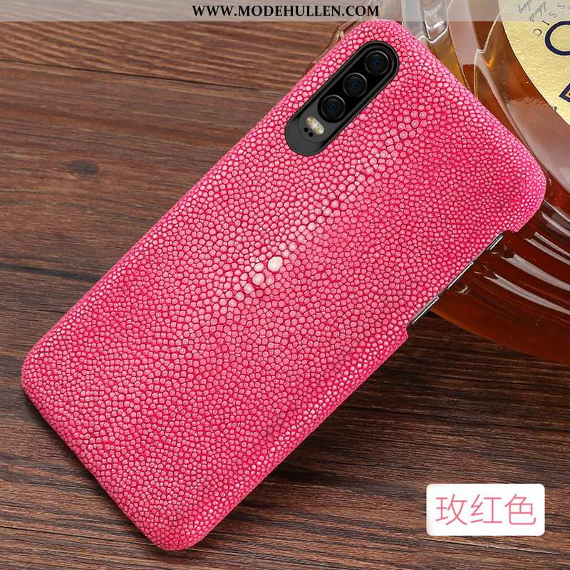 Hülle Huawei P30 Leder Schutz Angepasst Rot Luxus Natürliche Rosa