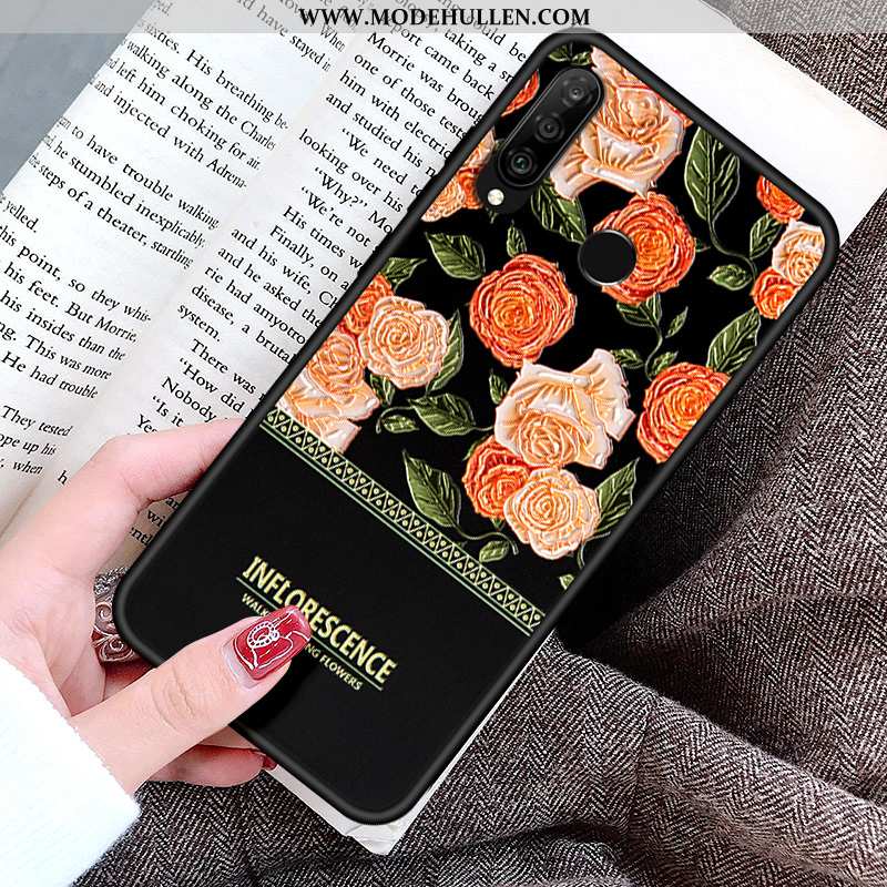 Hülle Huawei P30 Lite Persönlichkeit Kreativ Einfach Nubuck Schutz Case Blumen Rosa