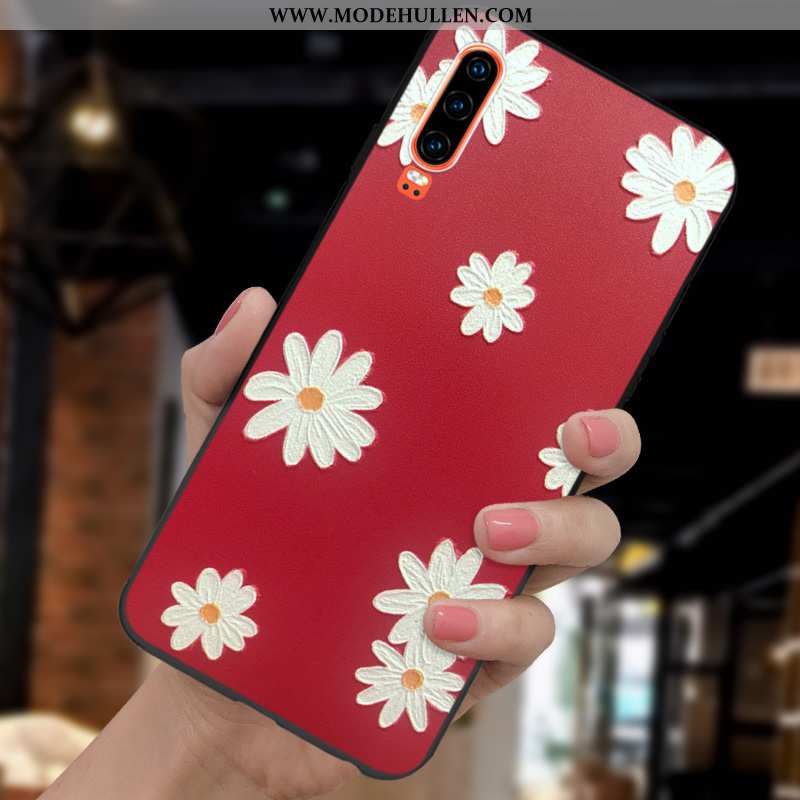Hülle Huawei P30 Persönlichkeit Kreativ Mode Prägung Case Mini Rote