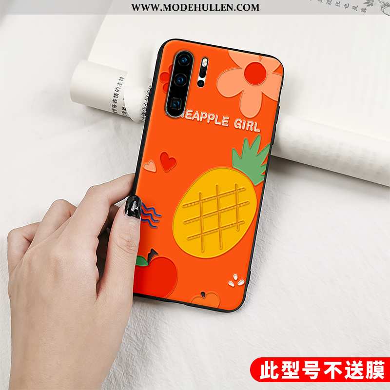 Hülle Huawei P30 Pro Nette Trend Weiche Case Handy Frucht Prägung Orange