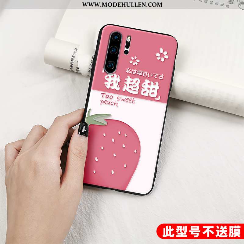 Hülle Huawei P30 Pro Weiche Silikon Netto Rot Rot Prägung Case Rote