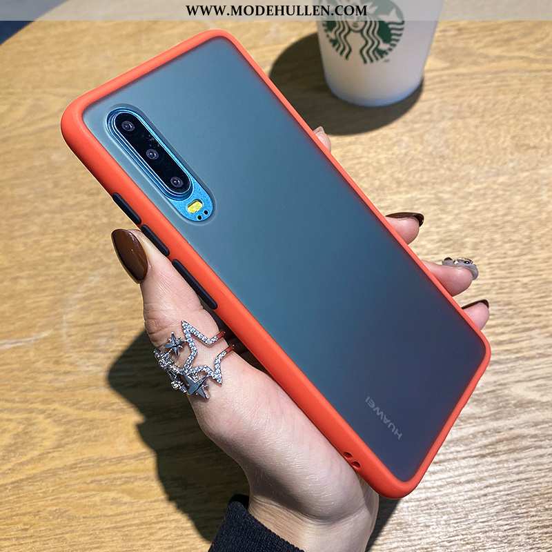 Hülle Huawei P30 Schutz Nubuck Liebhaber Case Orange Anti-sturz